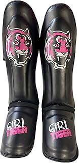 Tiger Pro Shin Guards for Girls - MMA Martial Arts, Muay Thai, Kickboxing, Leg Instep Protection Pads, Kicking, Sparring, Training Gear, Karate, Boxing, Taekwondo - Unisex