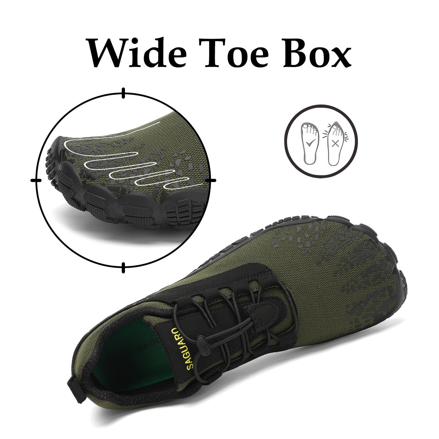 SAGUARO Unisex Barfußschuhe mit Breiter Zehenbox und Zero-Drop Solhe - Weich rutschfest Atmungsaktiv