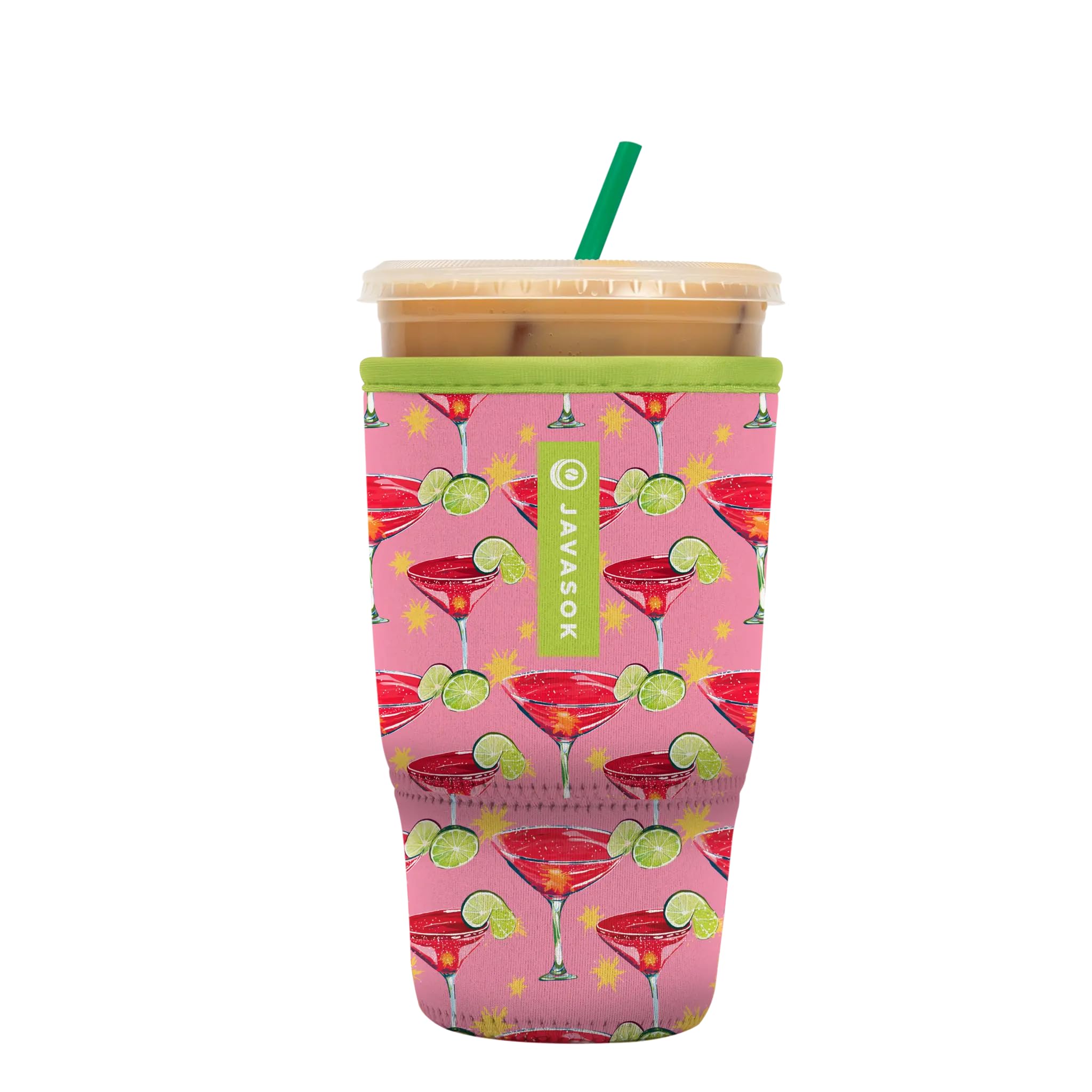 Sok It JavaSok Iced Coffee &amp; Cold Soda Insulated Neoprene Cup Sleeve (Lime After Lime, Large: 30-32oz)