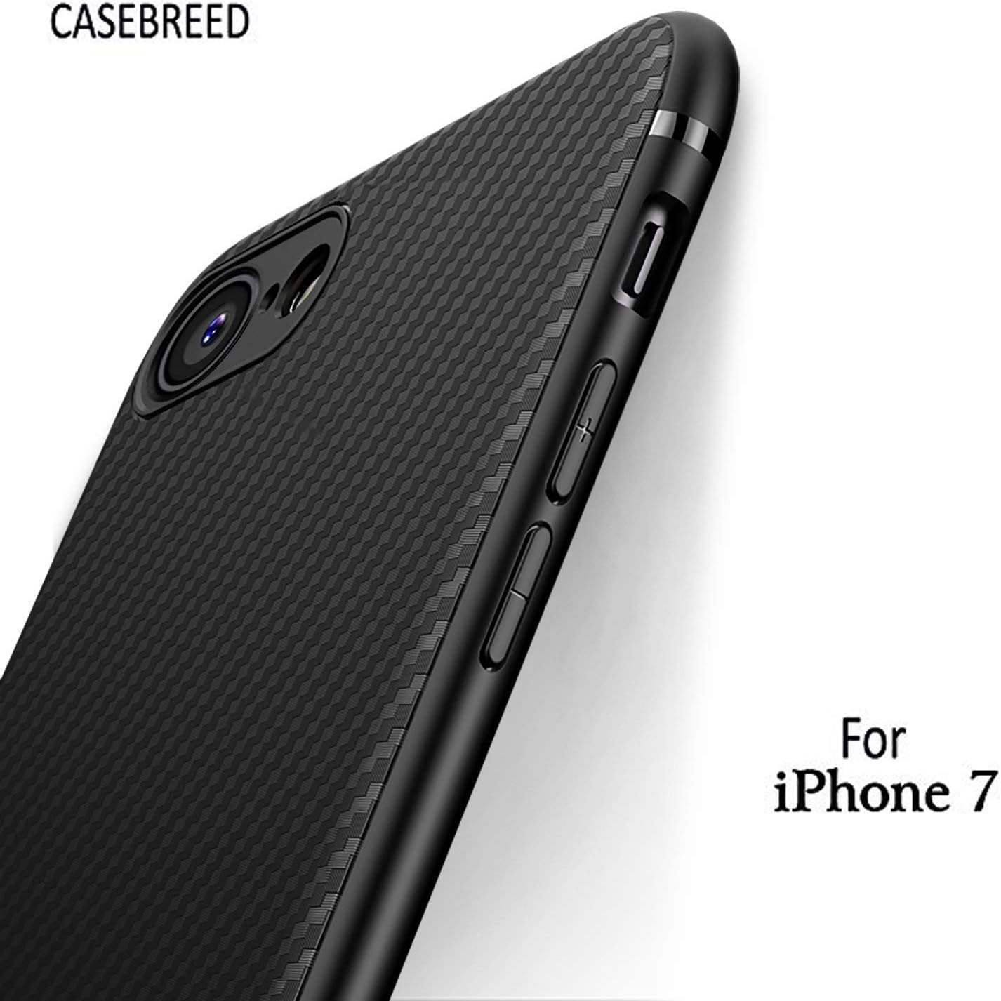Accessories Innovator iPhone 7 Case Full Protection Edge Carbon Fiber Skin + Silicone TPU Material Soft Back Case Cover for iPhone 7 - Black