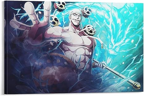 Amazon ワンピースエネルアニメポスター装飾画キャンバスウォールアートプリントポスター寝室絵画リビングルーム壁画12 18インチ 30 45cm ウォールステッカー オンライン通販