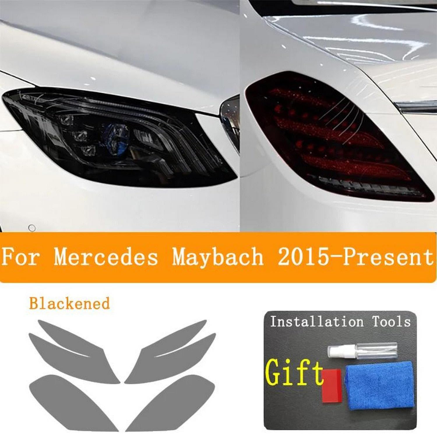 Reflektor samochodowy tylne światło folia ochronna reflektor winyl renowacja przezroczysta czarna naklejka, do Mercedes Maybach 2015-Present