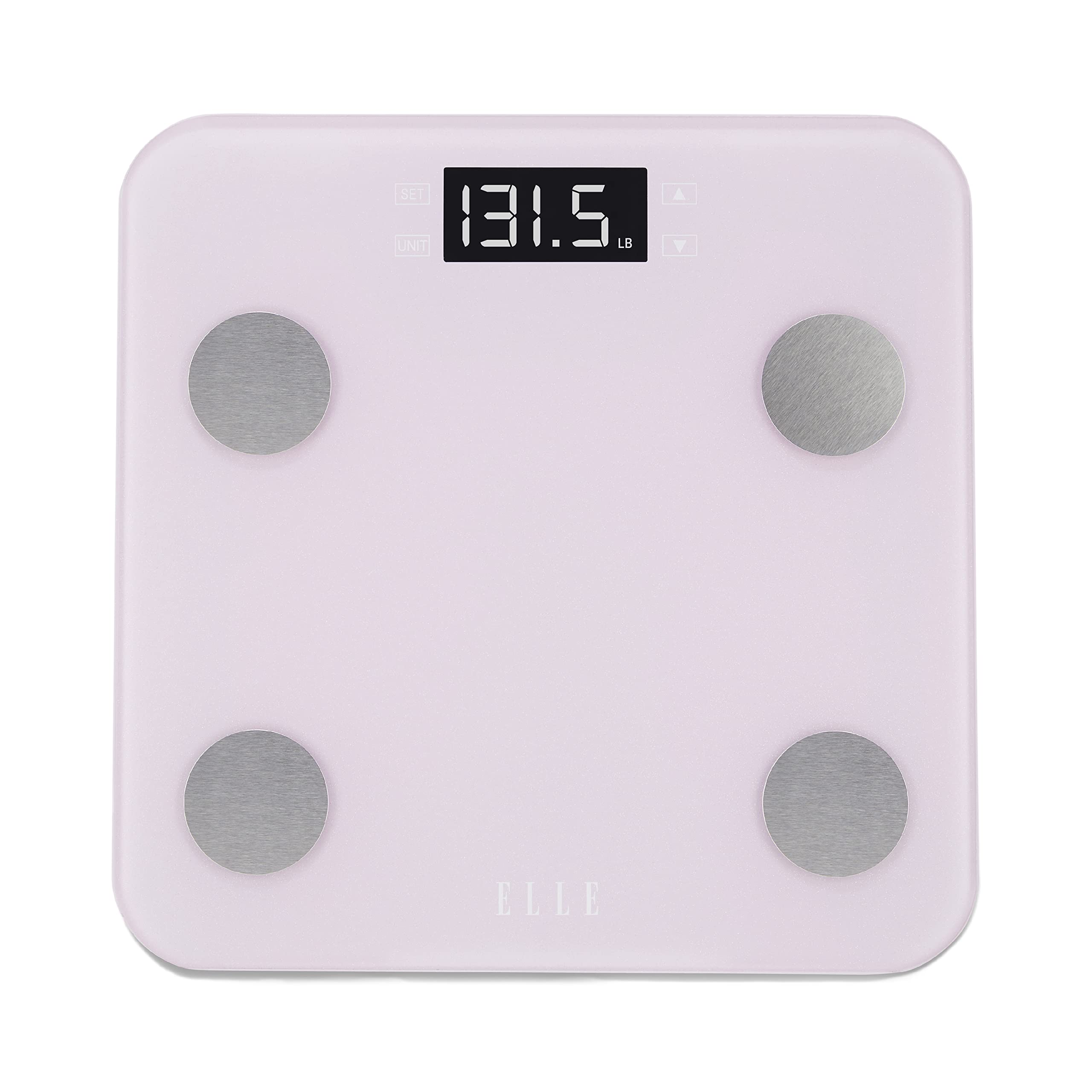 ELLE Body Analysis Scale for Body Weight, Digital Weight Scale for Bathroom with BMI Analyzer and 7 Fitness Indicators, Including Body Fat, Hydration Level, Bone and Muscle Mass, and Calories
