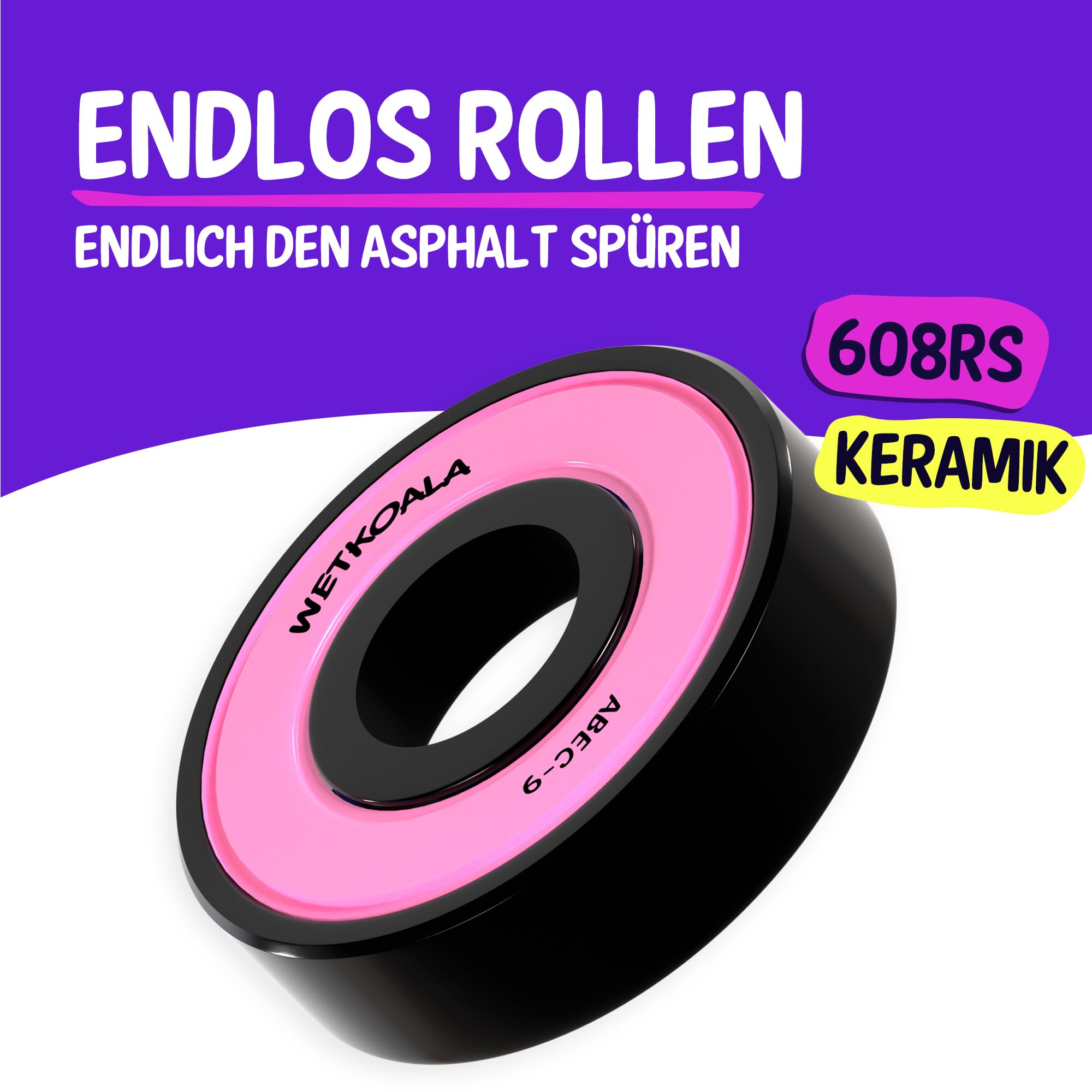 ABEC-9 Keramik Kugellager (8 Stück) für Skateboards, Inliner, Longboard, Waveboard, Roller etc.