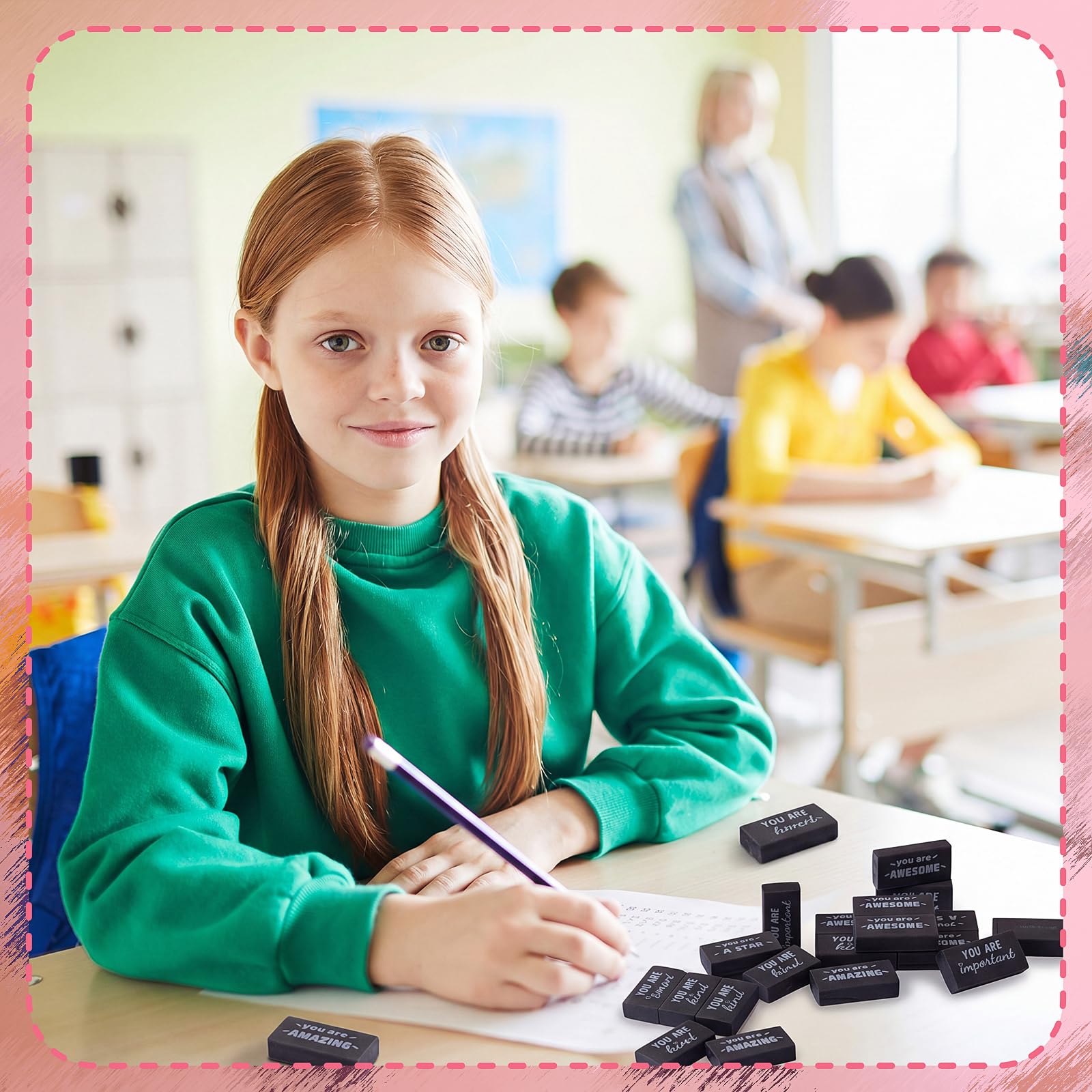 Resurhang Lot de 180 gommes inspirantes en vrac pour enfants - Pour dessin - Fournitures scolaires pour salles de classe, rentrée scolaire - Noir