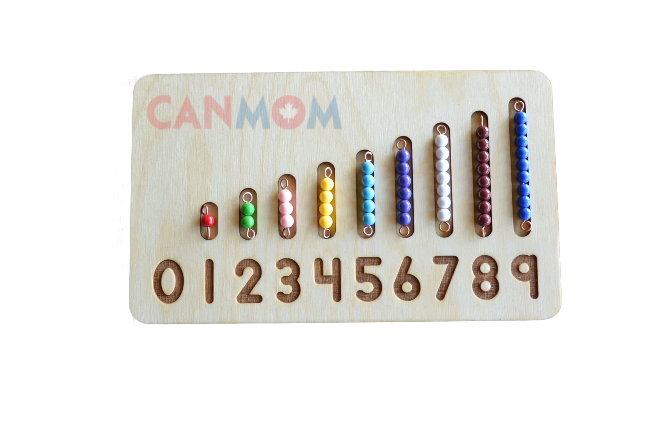 Montessori learning numbers 0-9 bead bars and number board