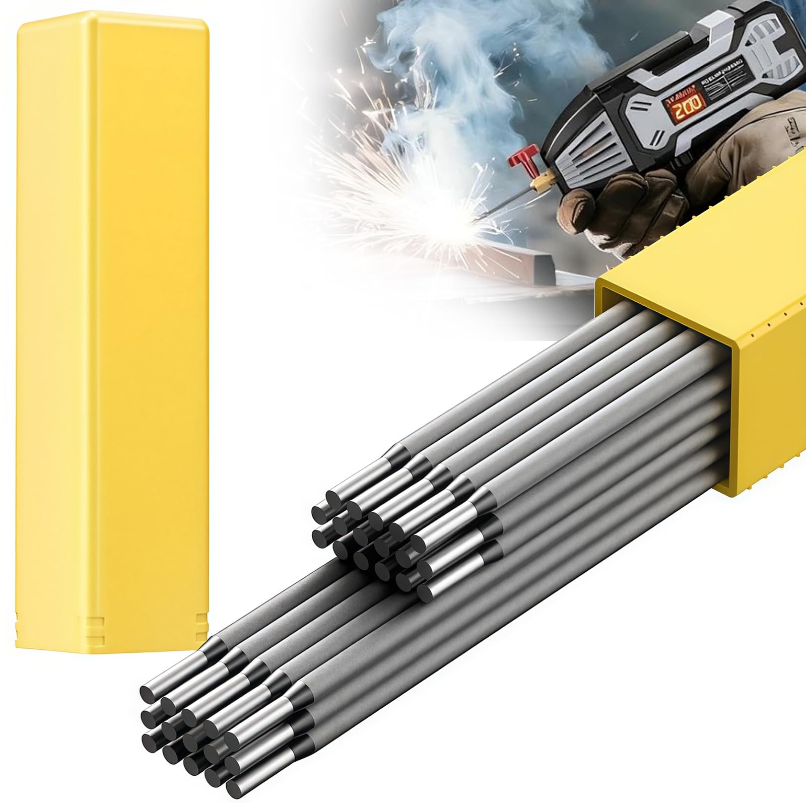 Welding Rods 3.2mm Mild Steel Electrodes,Carbon Steel Stick Welding Rods Electrodes for Light Metal Fabrication and Home Repairs, E6013 General Purpose(50 Rods)