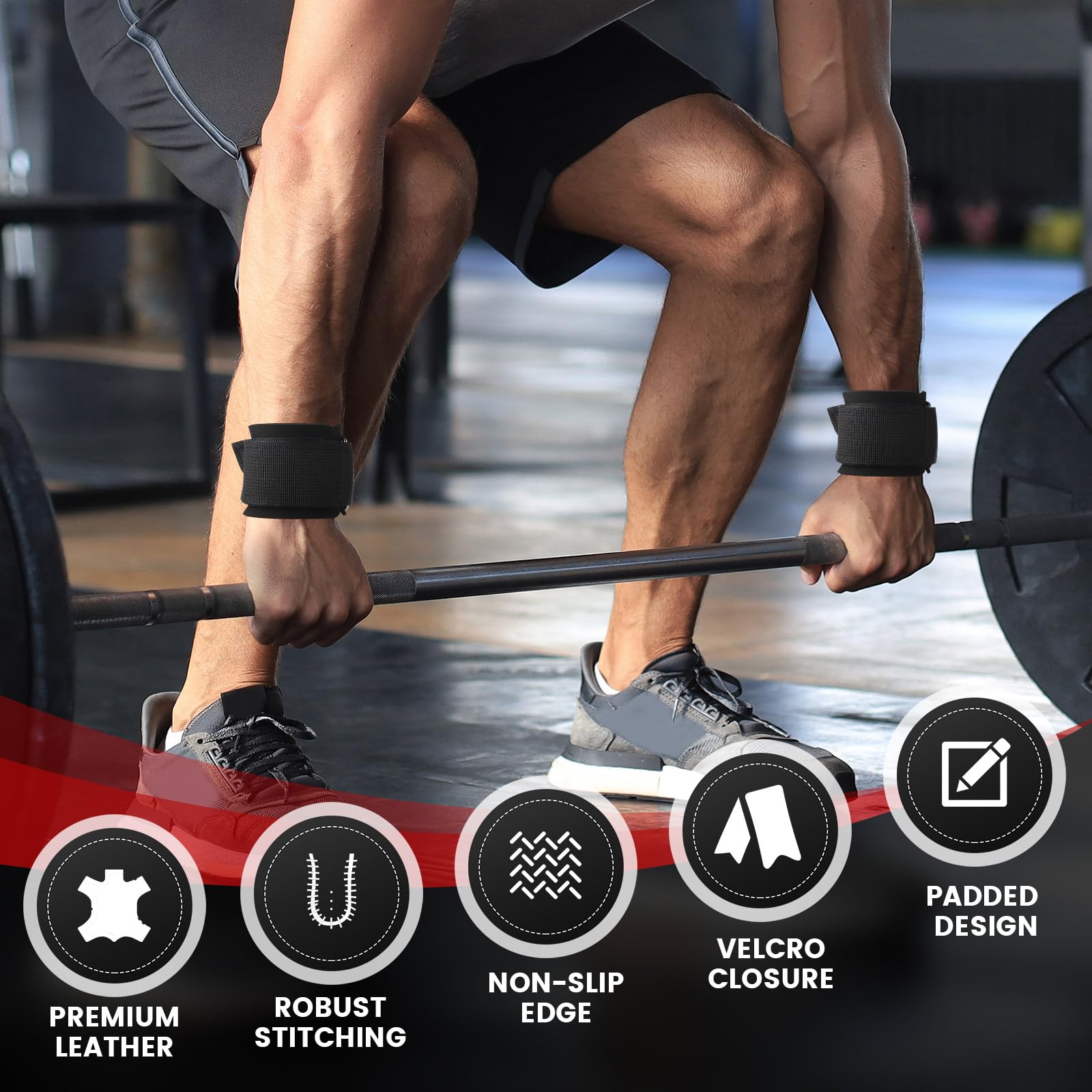 Fitness pomoc do treningu siłowego z gumą – 1 para haków do podnoszenia, paski do podnoszenia, paski gimnastyczne, pomoc w chwytaniu do sportów siłowych, antypoślizgowe haki do podciągania, uchwyty do