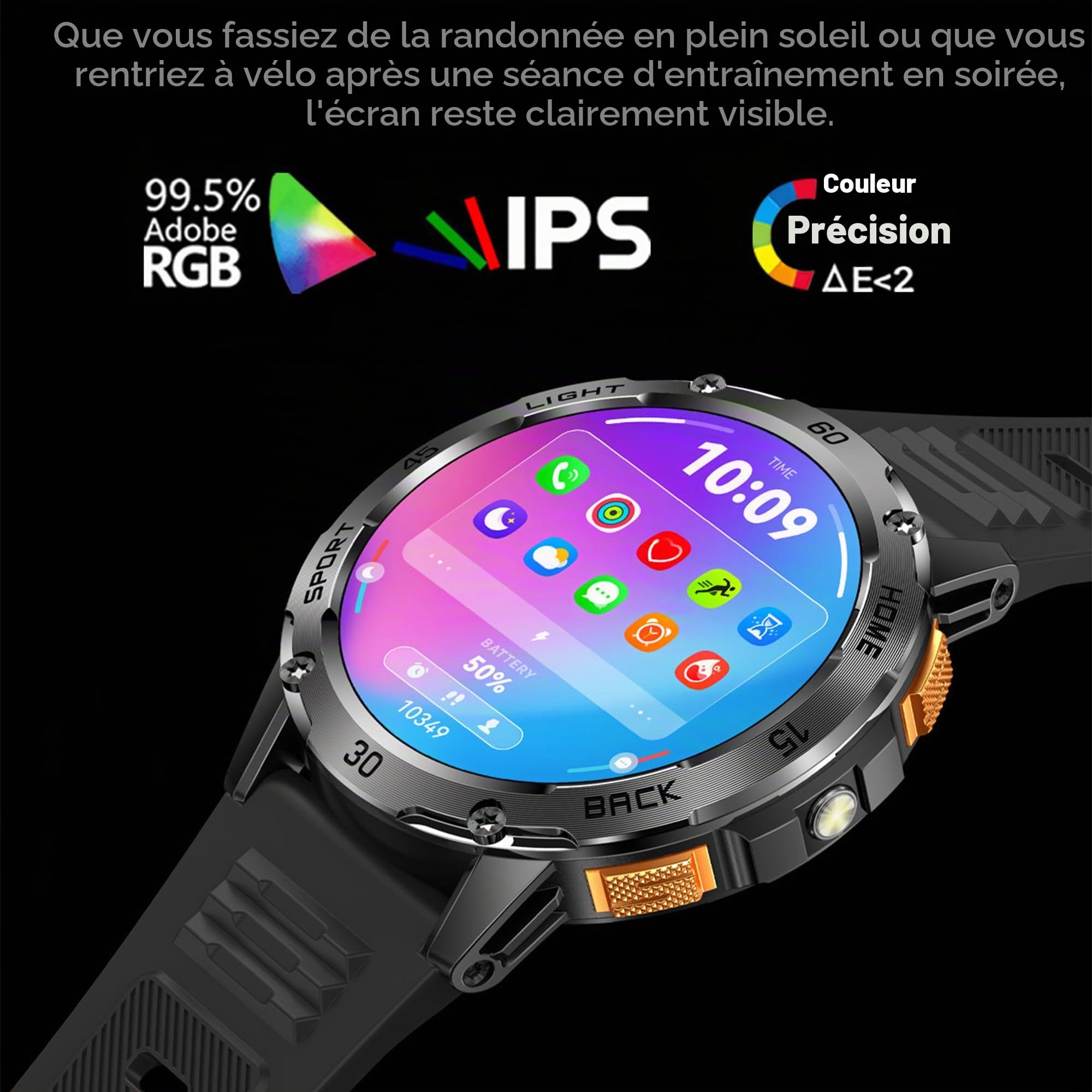 1,53" AMOLED Montre Connectée Homme avec Appel Bluetooth 5,2/Numérotation, Smartwatch Compatible Samsung Huawei Xiaomi Android iOS Podometre GPS Partagé Montre 123 Sports (Argenté)