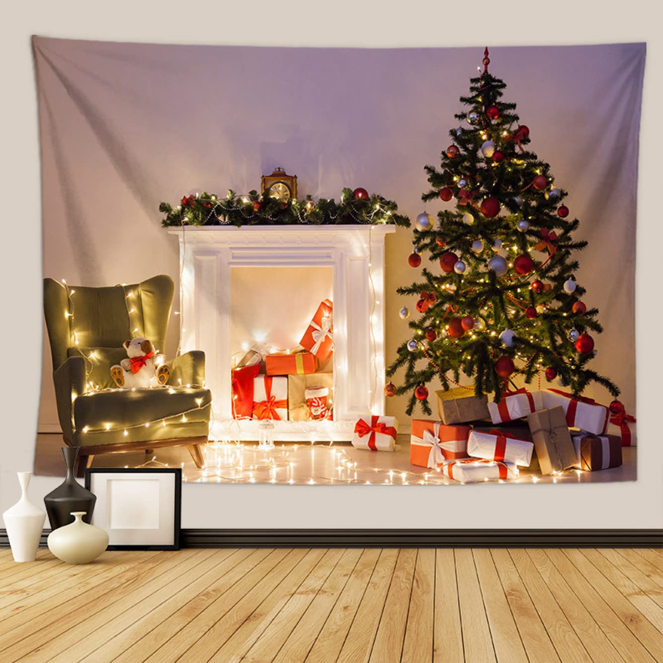 クリスマス タペストリー ツリー もみの木 壁飾り イベント 壁飾り インテリア Amazon.co.jp: [LJKI] クリスマスツリー タペストリー もみの木 壁掛け