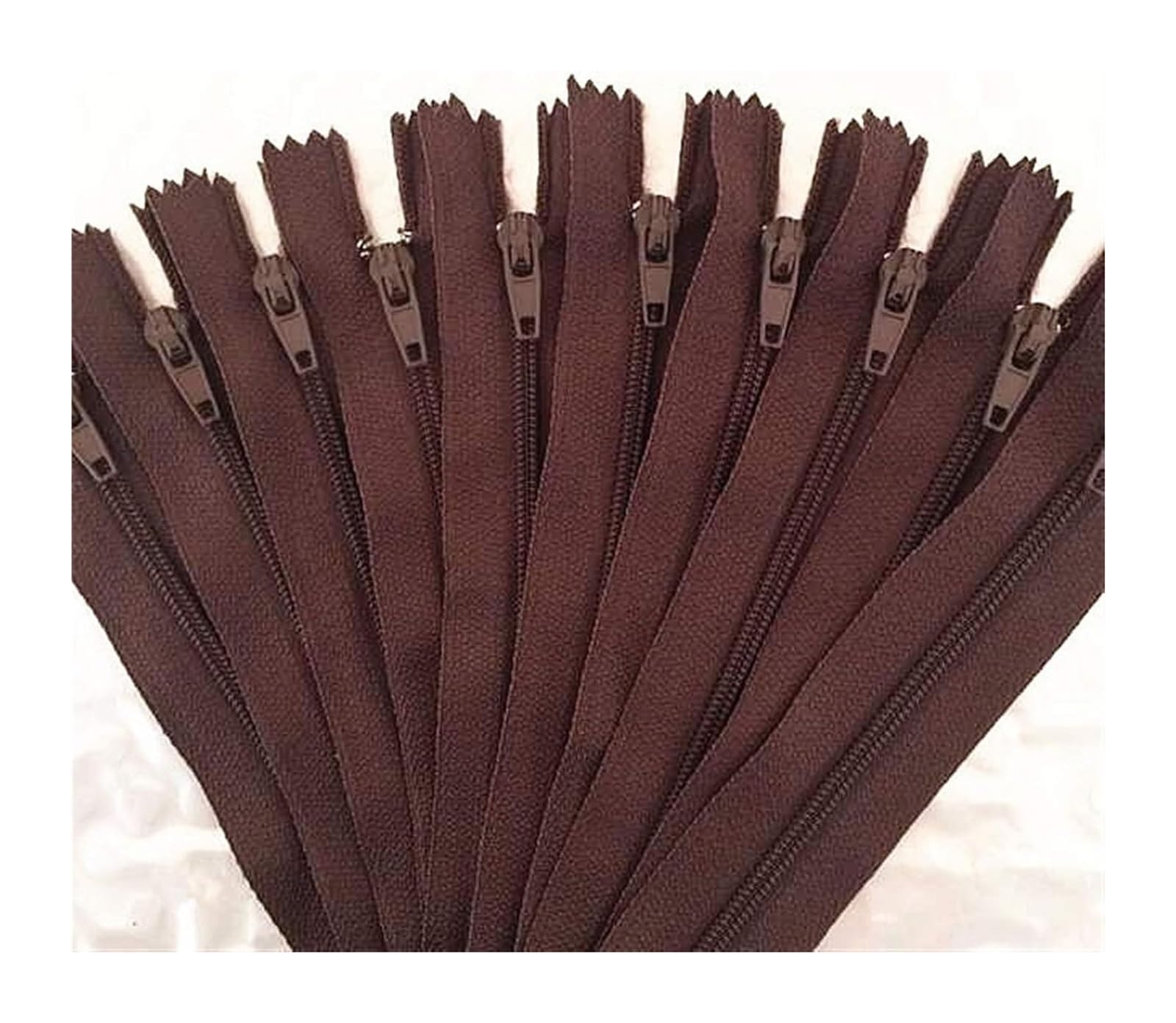 dfEDRd Nylon Coil Zipper by The Yards, 10pcs Nylon Coil Zippers, Tailor Sewer Craft Crafter's(Coffee,6 inch)