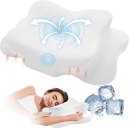 Almohada cervical para aliviar el dolor de cuello, almohadas de espuma viscoelástica de contorno refrescante, soporte ergonómico sin olor, almohada