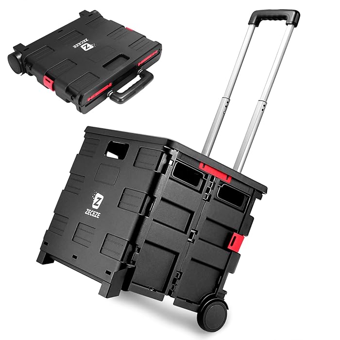 Buy Rolling Crate with Wheels for Teachers, ZECEZE Collapsible Rolling
