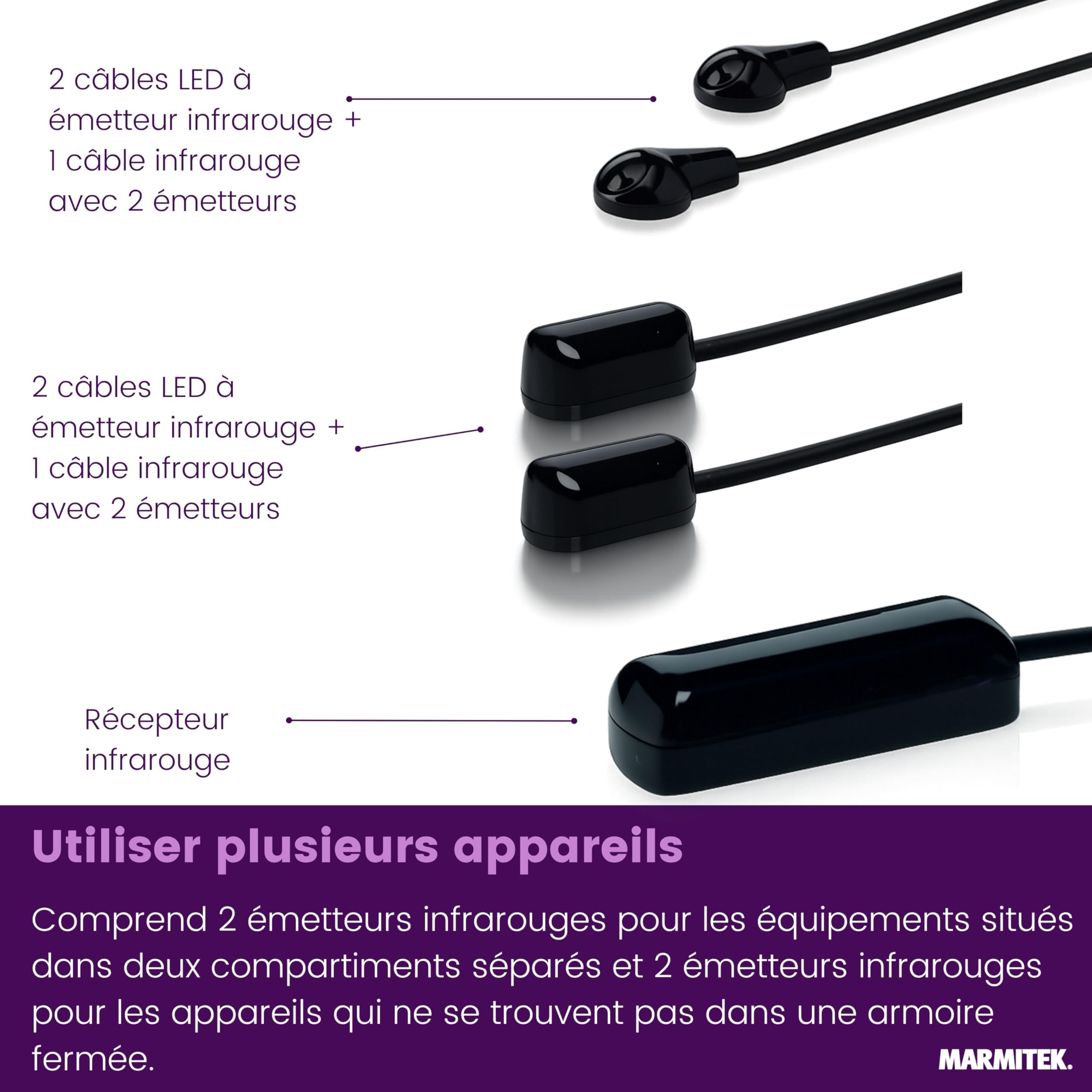 Extension Infrarouge Professionnel - Marmitek IR Control 10 XTRA - Blaster LED - max 300 m - Récepteur Extra Petit - Fonctionnement Des Appareils Dans une Armoire Fermée et à Une Plus Grande Distance