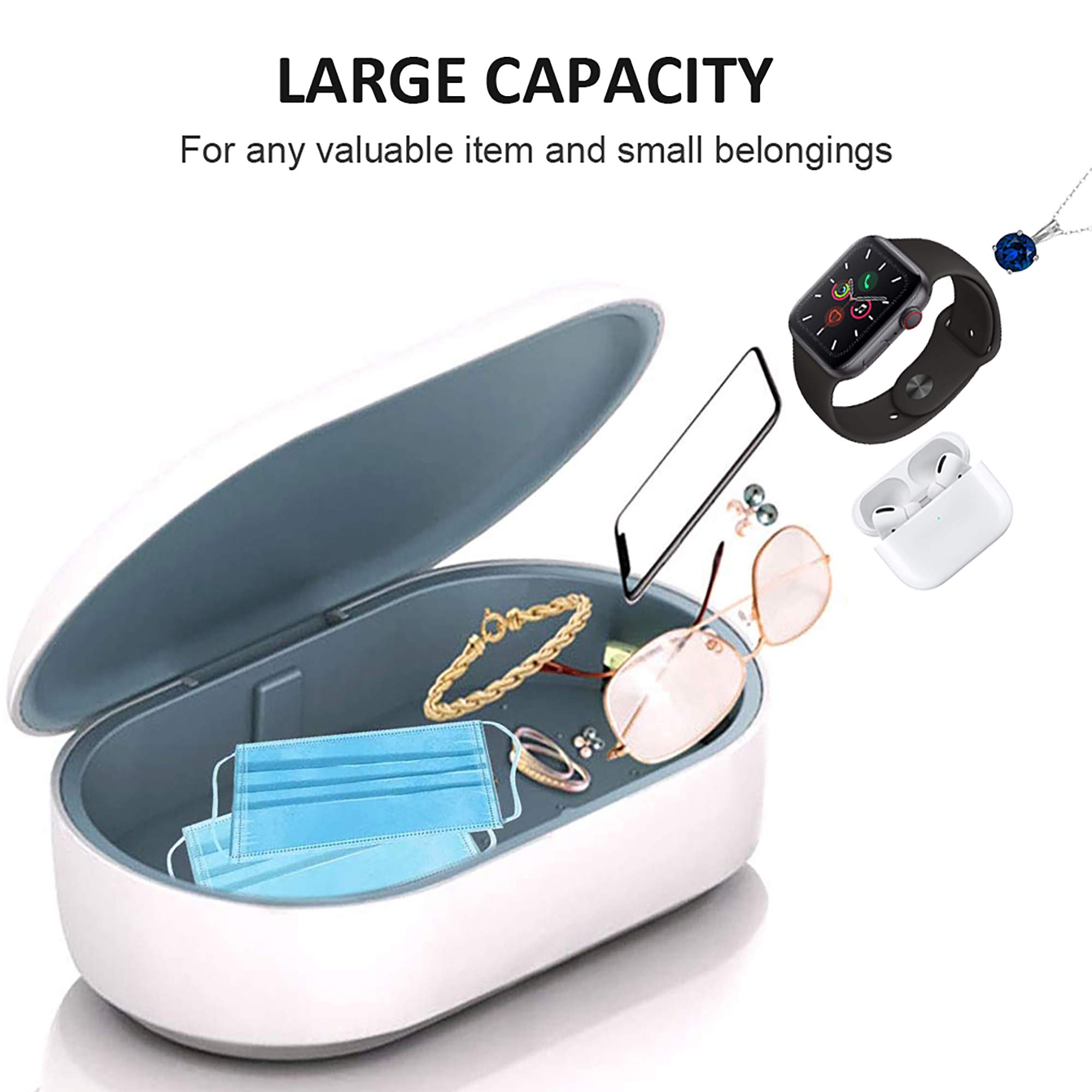 Multifuncional Grande Esterilizador UV Lámpara Caja Portátil Ultravioleta Ozono Eléctrico LED Luz Móvil Cepillo de Dientes Germicida Desinfección UV Box 3 en 1 Inalámbrica Carga Aromaterapia