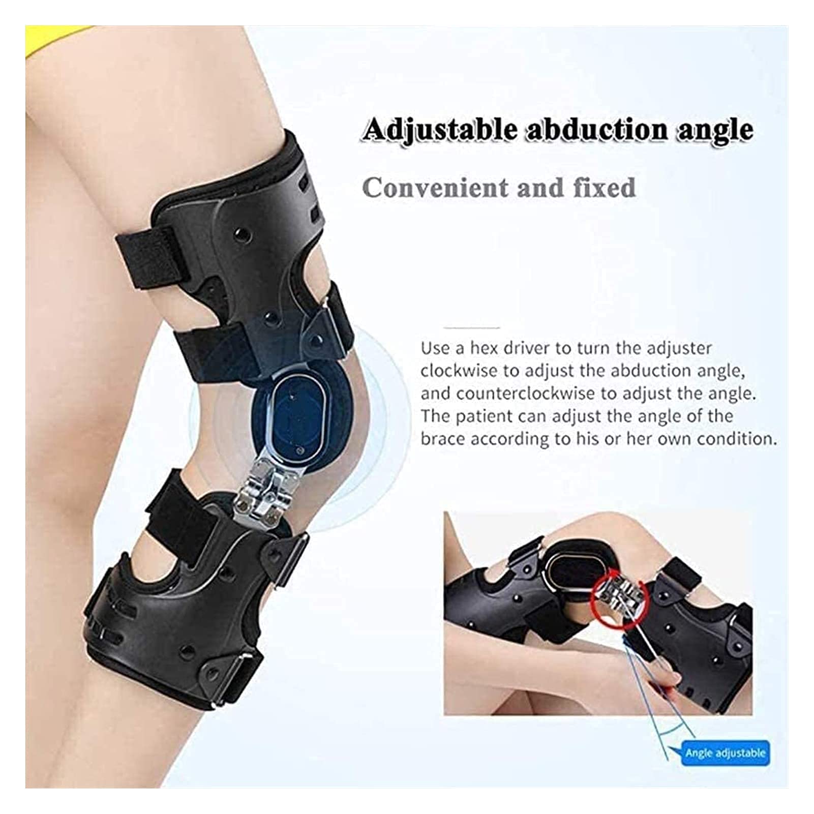 Rodillera Ajustable con bisagras, estabilizador de Pierna, férula de órtesis de Rodilla para ACL, PCL, MCL o LCL, férula Transpirable y Ligera, Protector ortopédico