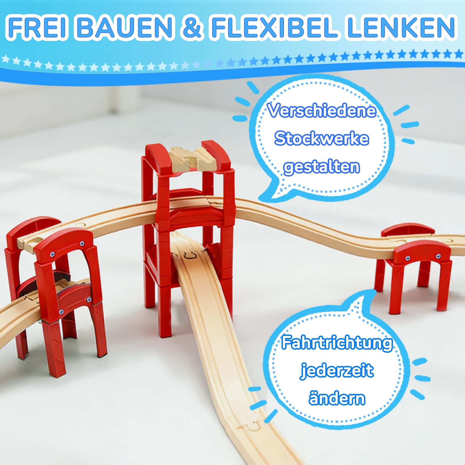 Accesorios para Tren de Madera, 14 Piezas, Compatibles con Todos los Sistemas de Rieles de Madera, Aptos para Niños de 3 Años