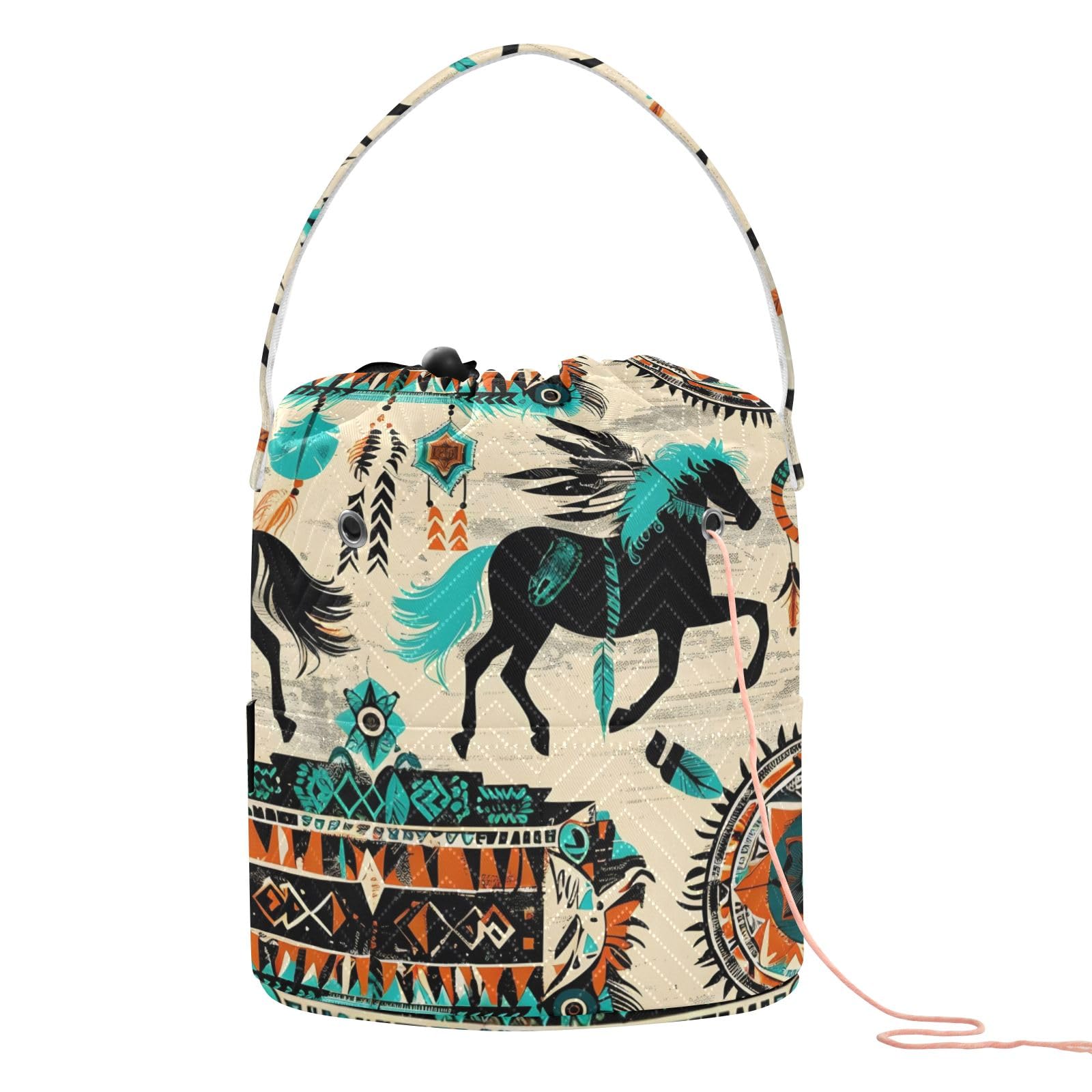 Yarn Storage Bag Small Crochet Bag Knitting Bag Organizer Horse Indian Yarn Bags for Crocheting Basket