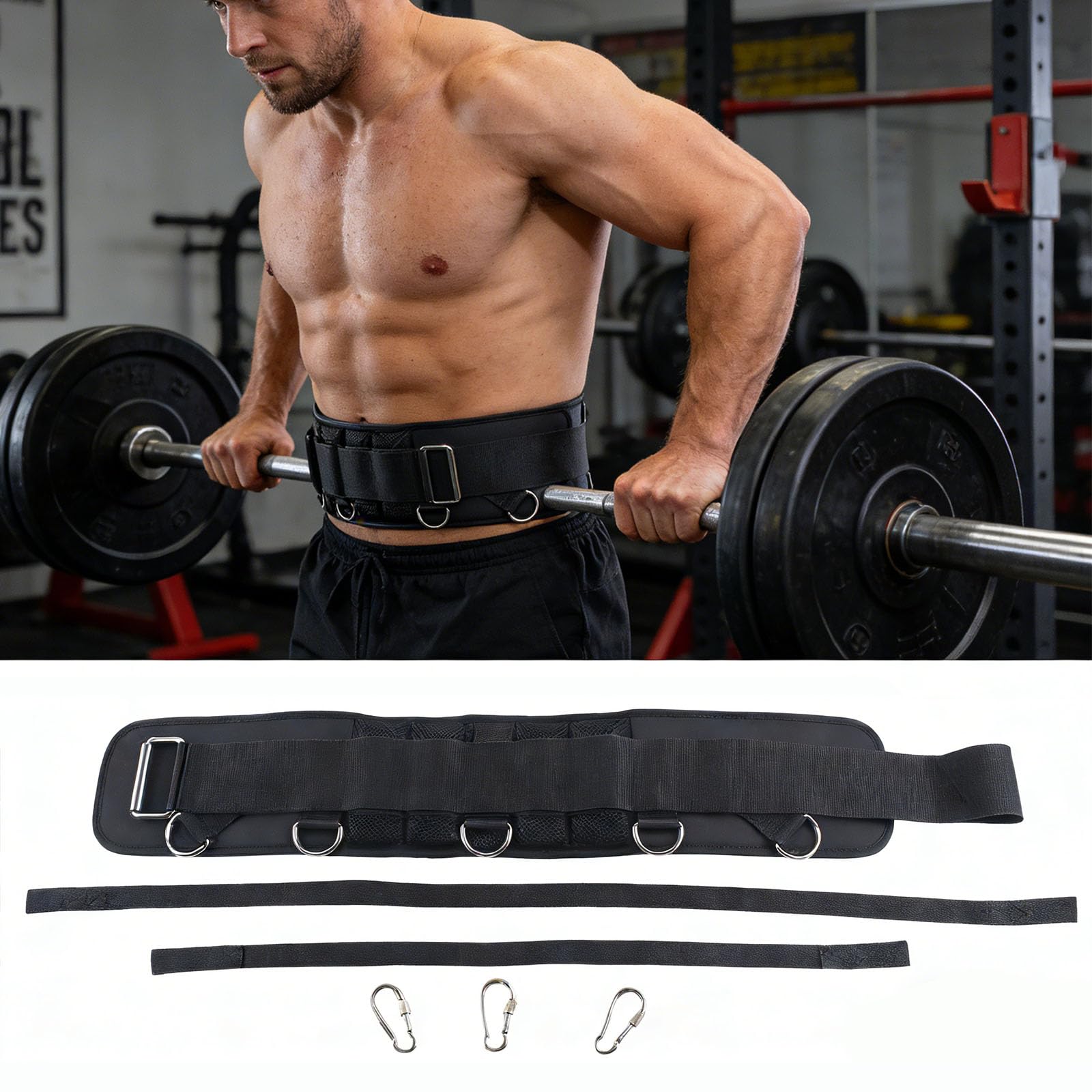 Cinghia per stacchi da terra e powerlifting, cintura per esercizi di routine, traspirante