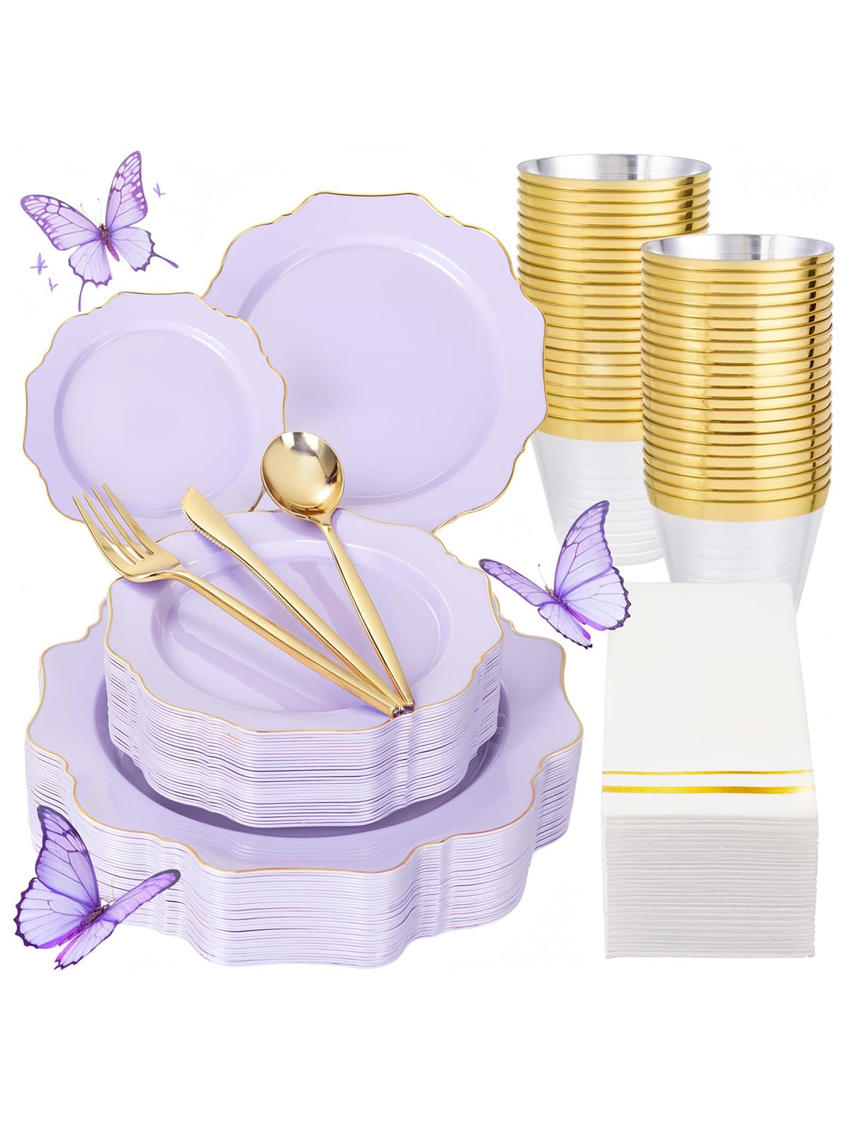 Amazon.com: WDF 175Pcs Purple Plates Disposable - Lavender Plastic