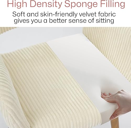 Miniatura 5 de KCC Silla de escritorio esponjosa, silla de piel sintética, cómoda y moderna sin ruedas, silla tapizada elegante y mullida con patas de metal para