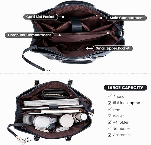 Vista 18 de LOVEVOOK Bolsa para computadora portátil para mujer, 15.6 pulgadas, bolsa de mano para computadora portátil, bolsa de trabajo para profesores, bolsa