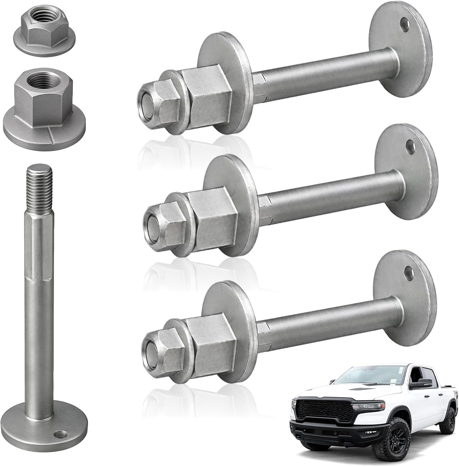 4PCS Front Lower Control Arm Camber Adjustment Eccentric Bolt Kit Compatible with Dodge Ram 1500 2500 3500 Ram Jeep Wagoneer Grand Wagoneer Replaces 13817 6508481AA 6512912AA (Dual Side)