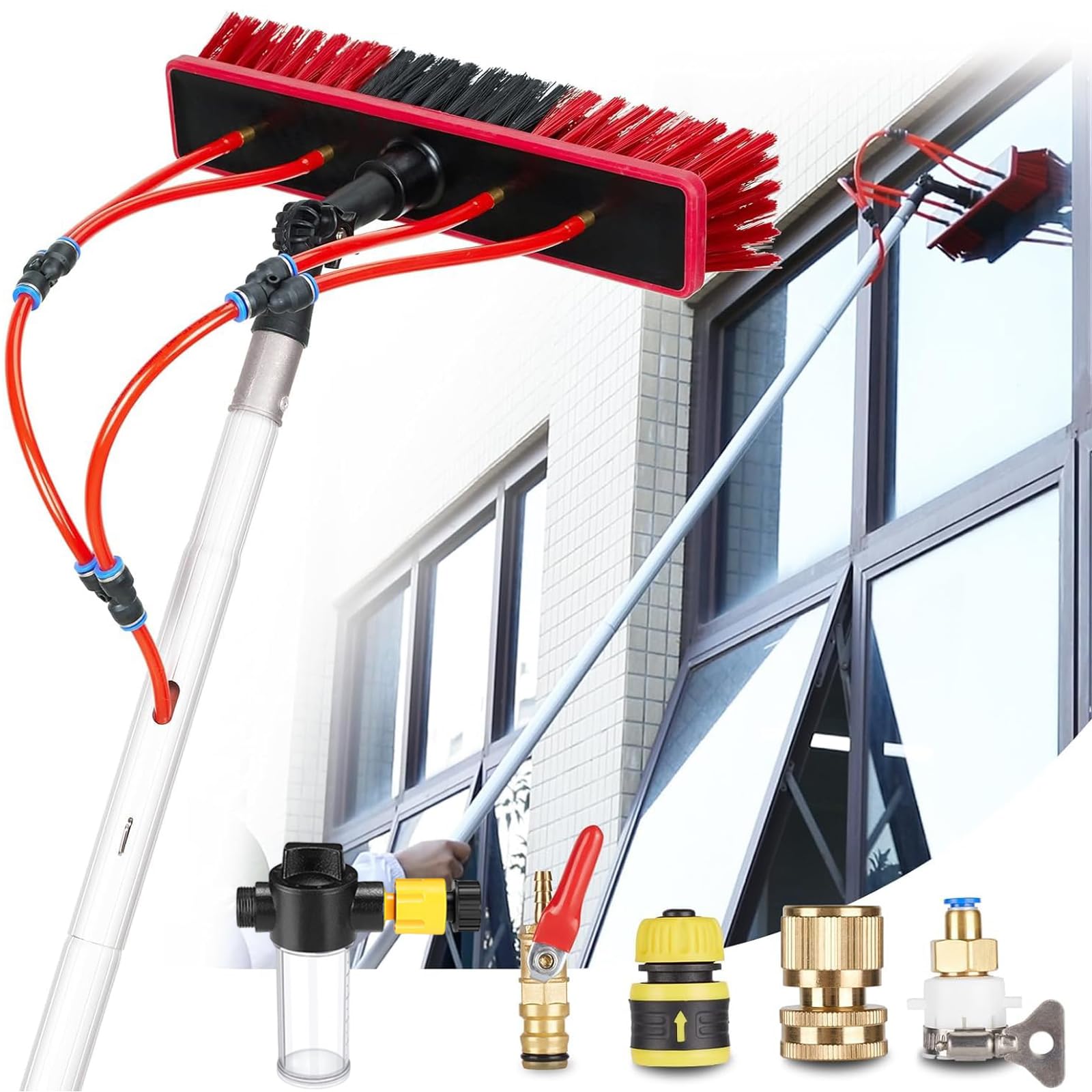 ZBBGTJK Teles Window Cleaning Brush Kit – Adjustable 3 16m Pole with 35cm Water fed Brush for Effortless Washing & Cleaning Perfect for High and Outdoor Use