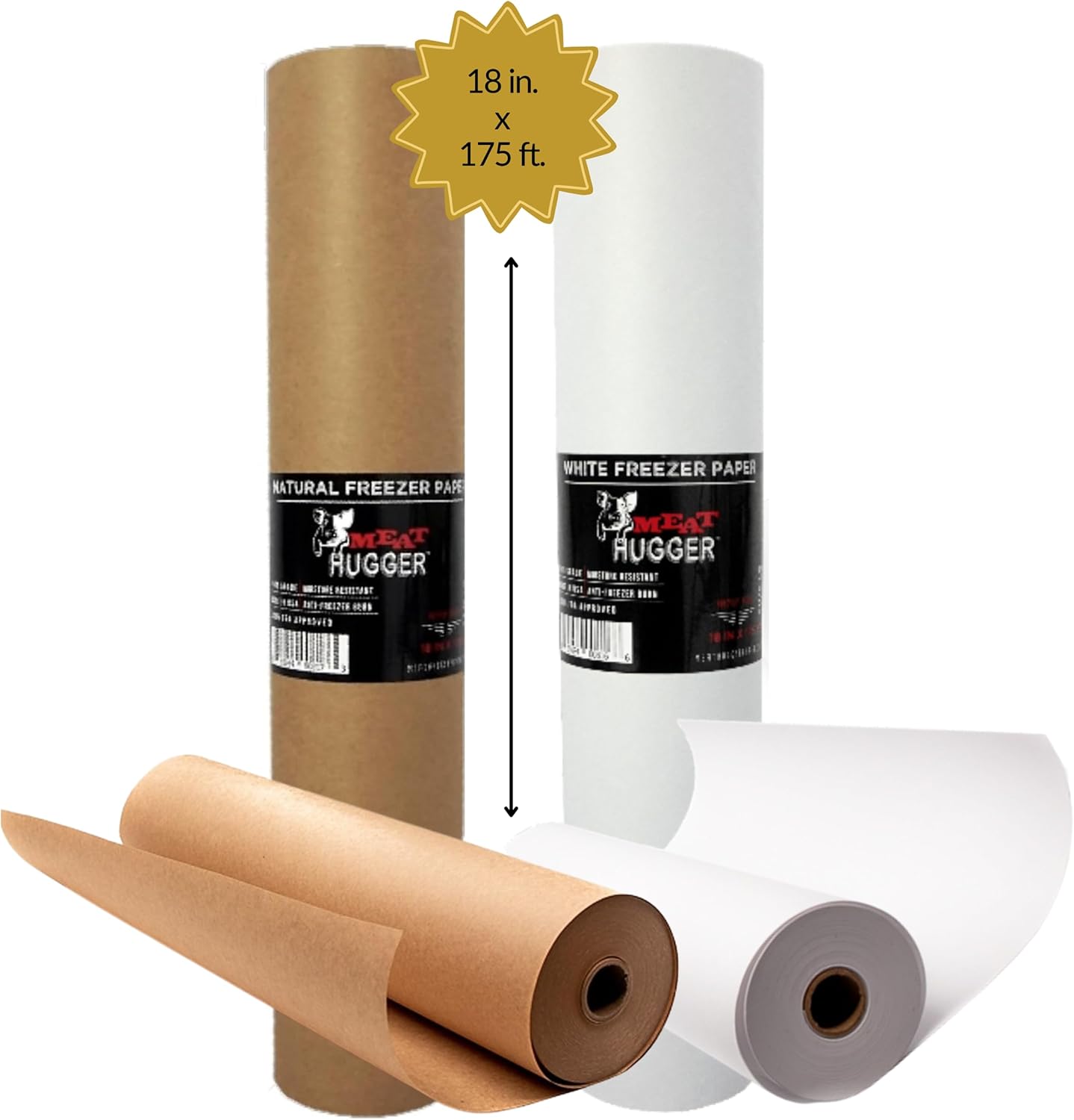 White and Natural Freezer Paper Rolls (18 Inch x 175 Feet