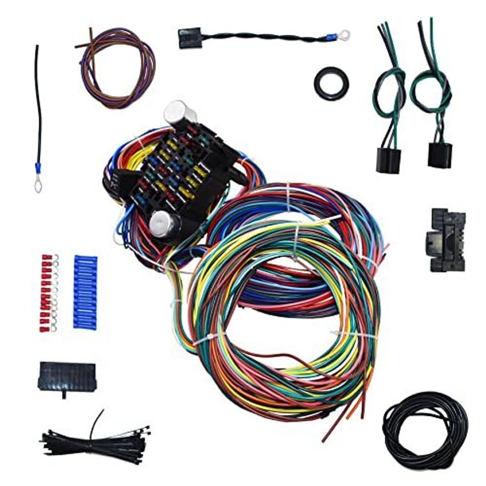 A-Team Performance21 Standard Circuit Universal Wiring Harness Kit Muscle Car Hot Rod XL Wire - Automotive Replacement Electrical Wiring Harnesses