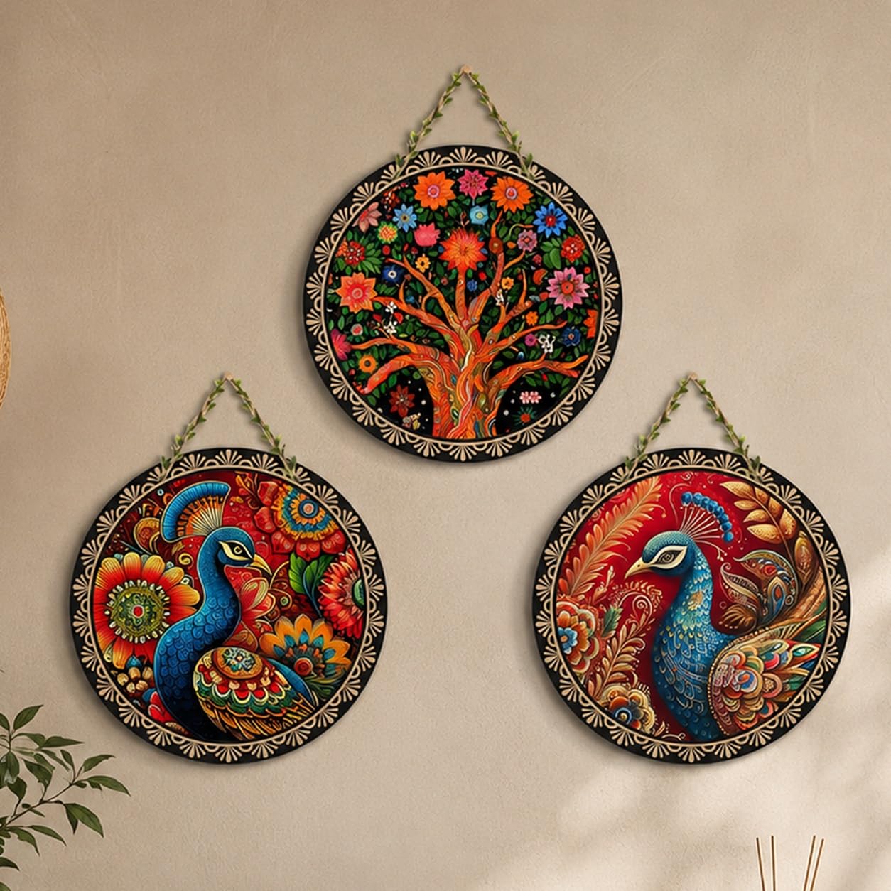 Artvibes Flower Wall Hangings - Set of 3 -12