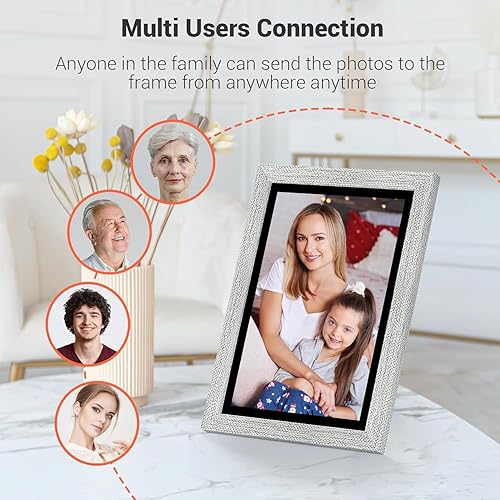 Miniatura 4 de Marco de fotos digital FRAMEO de 10.1 pulgadas, marco de fotos digital inteligente WiFi con pantalla táctil IPS de 1280 x 800, presentación de