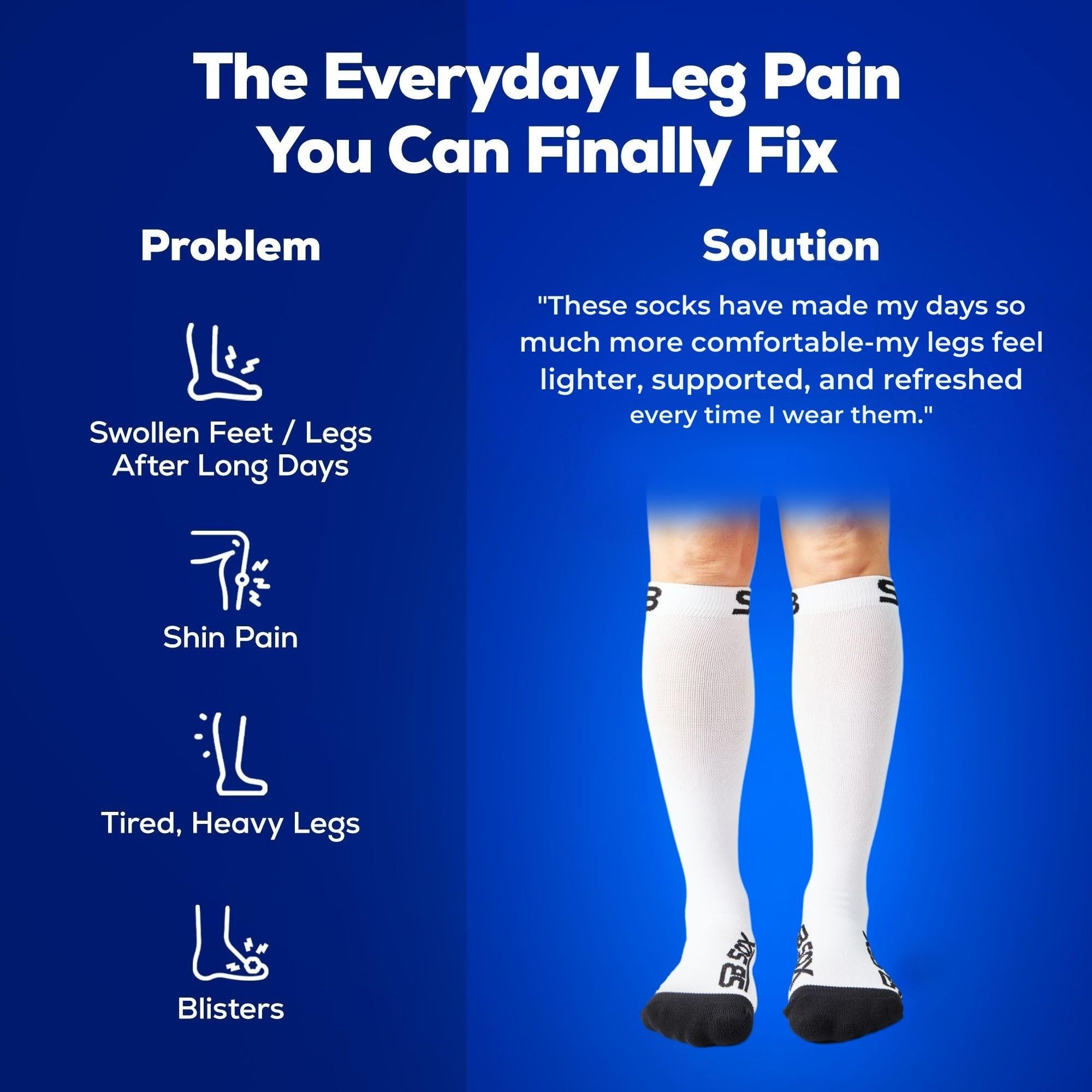 SB SOX Lite Kompressionsstrümpfe (15-20mmHg) für Männer & Frauen - Perfekt für Frühjahr/Sommer - Best Strümpfe für Laufen, Medizin, Sport, Reise, Schwangerschaft