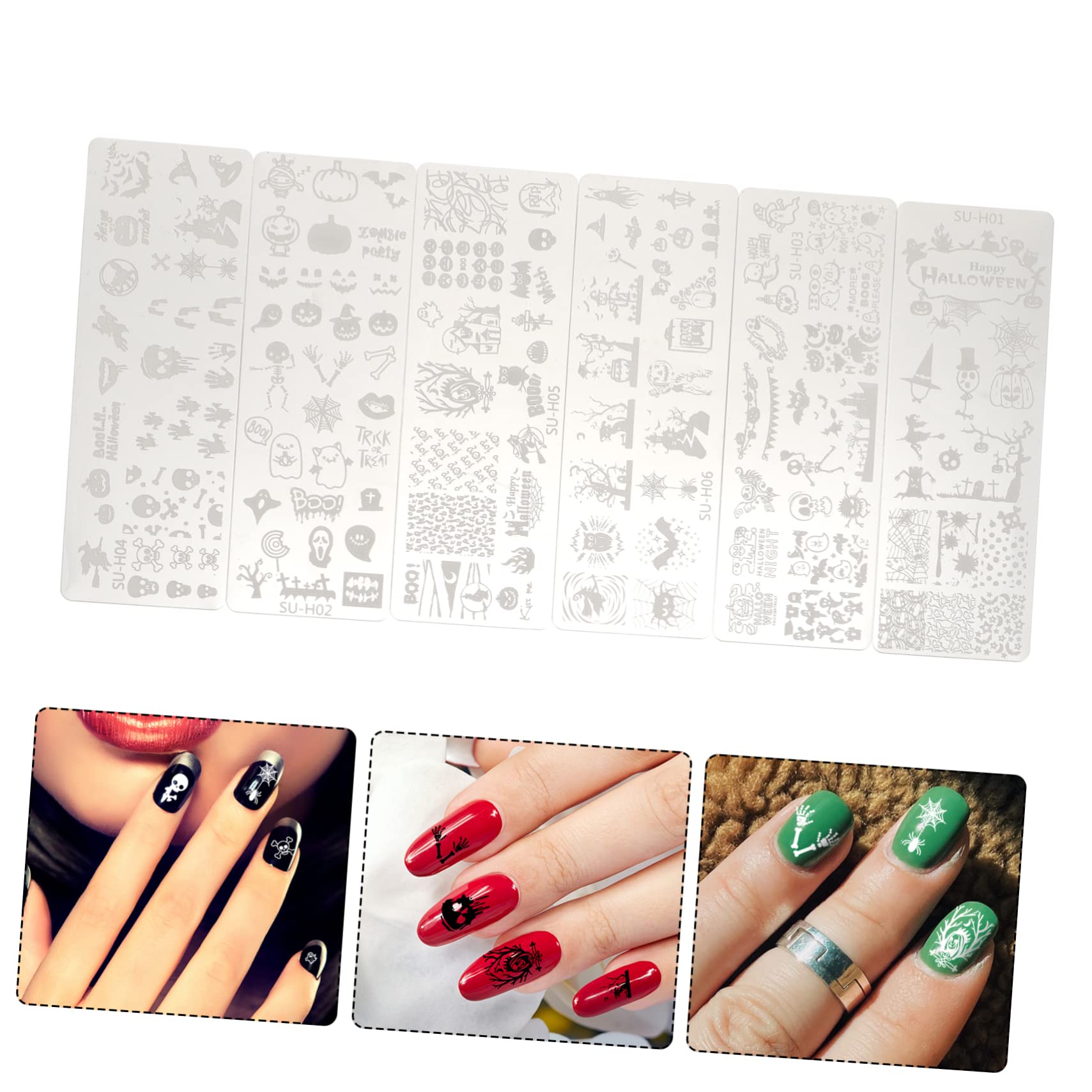 Healeved 18pezzi Stencil Per Manicure Halloween Inossidabile Template Per Nail Art e Stamping Strumenti Per Decorazione Unghie Fai Da Te Facile e Divertente Per Tutti