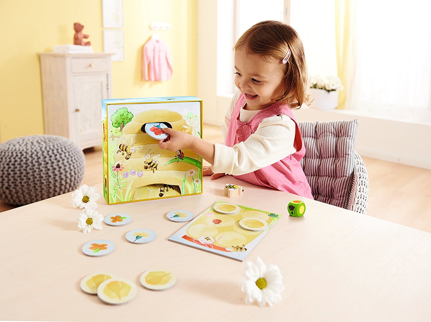 HABA - Moje pierwsze gry - Abella pszczoła - Gra planszowa dla dzieci - Gra kooperacyjna i edukacyjna - Rozpoznawanie kolorów - 1 do 4 graczy - 2 lata - 301839