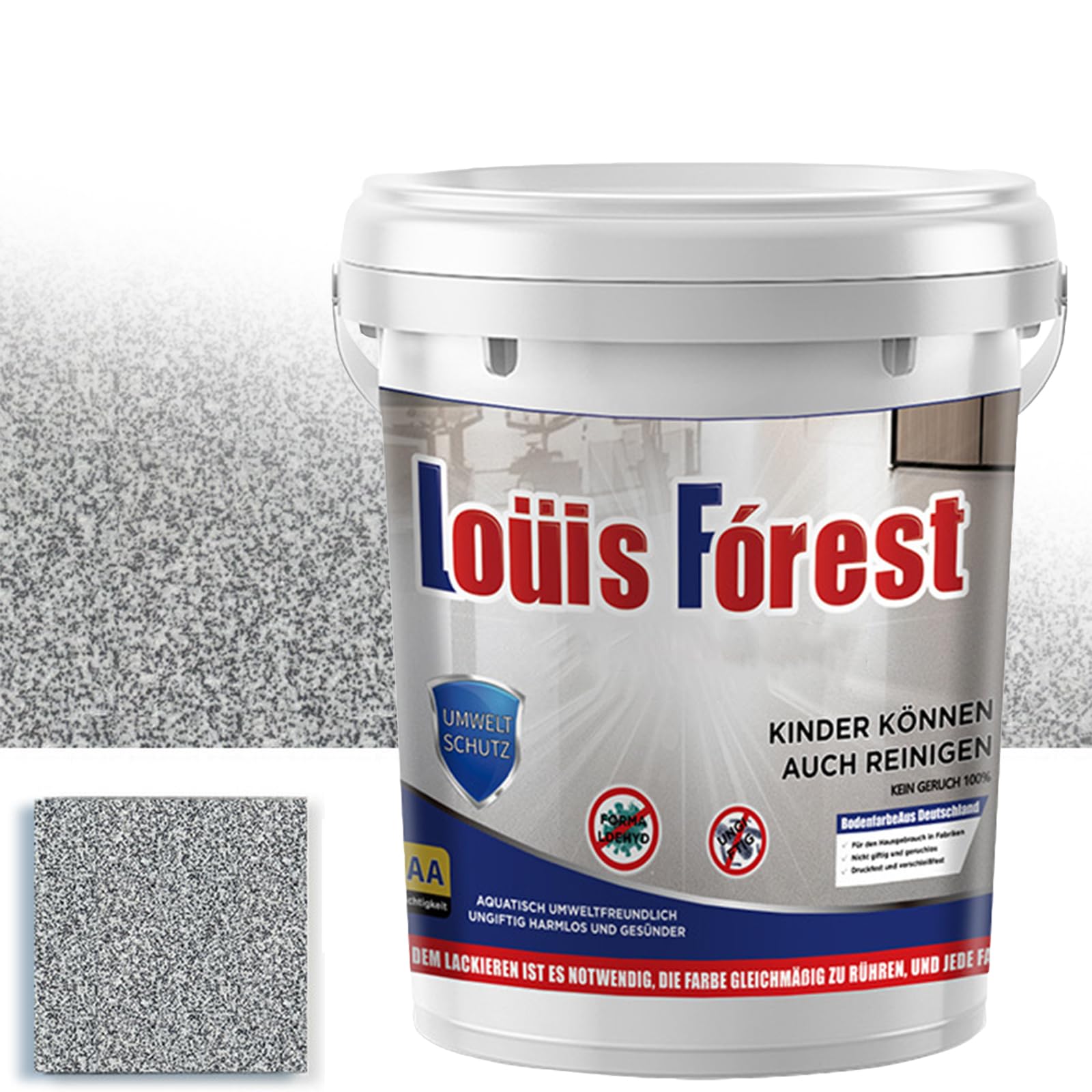 High-Gloss Marble Effect Epoxy Floors Coating, Louis Forest Epoxy Floor Paint, Garage Floor Paint, Waterproof Water-Based (Light Gray)