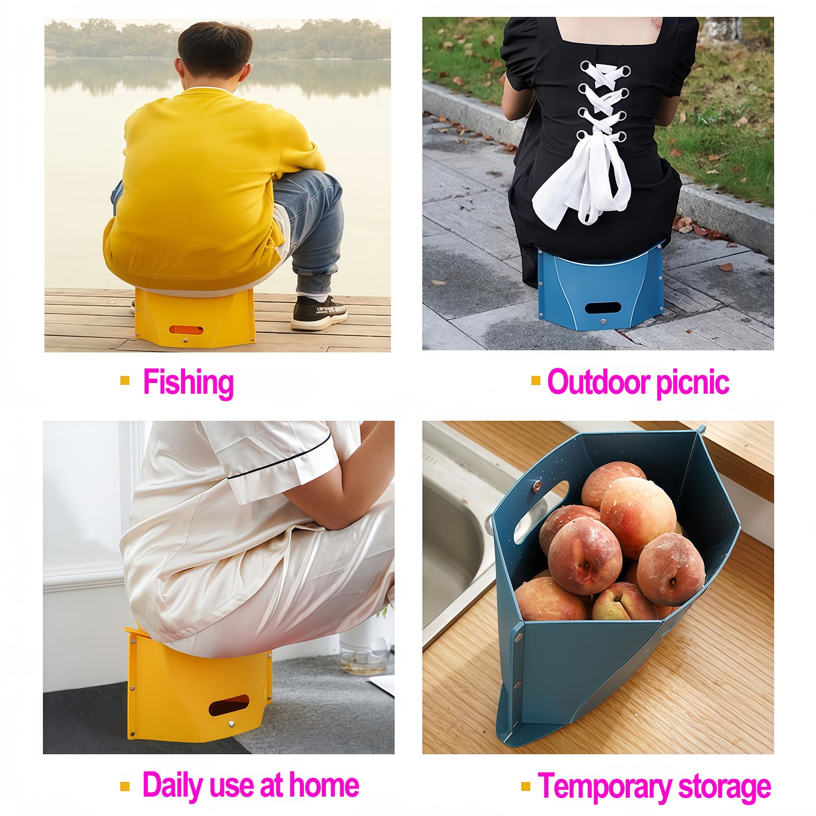 Taburete plegable portátil, ligero, plegable, para camping, senderismo, pequeñas sillas de viaje plegables para pesca, senderismo, excursiones, barbacoas, fiestas, metro, orinal (verde claro