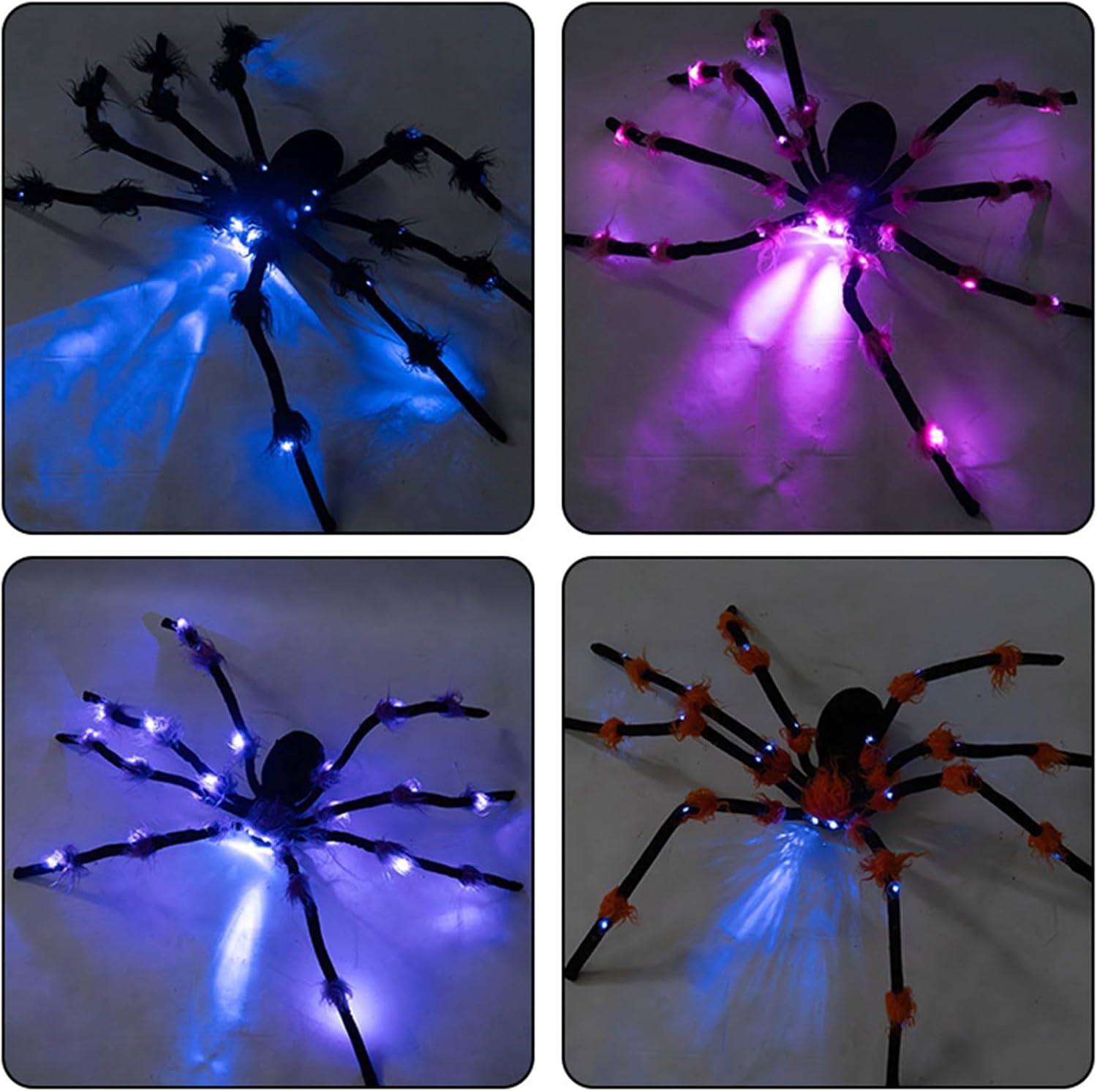 Glowing Plush Arachnid with Timer and LED Light 51Inch Illuminated Arachnid Halloween Decoration for Wall Tree Window Soft Plush Arachnid LED Light Decoration