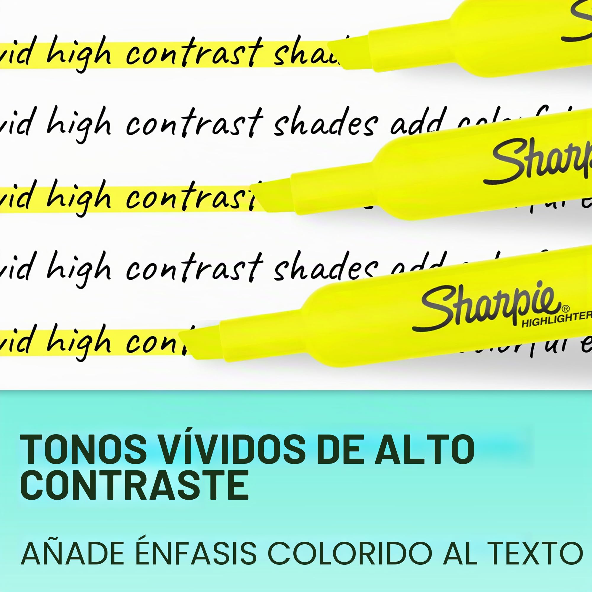 Sharpie 25164PP Accent Tank Highlighters, punta de cincel, amarillo fluorescente, 4 unidades