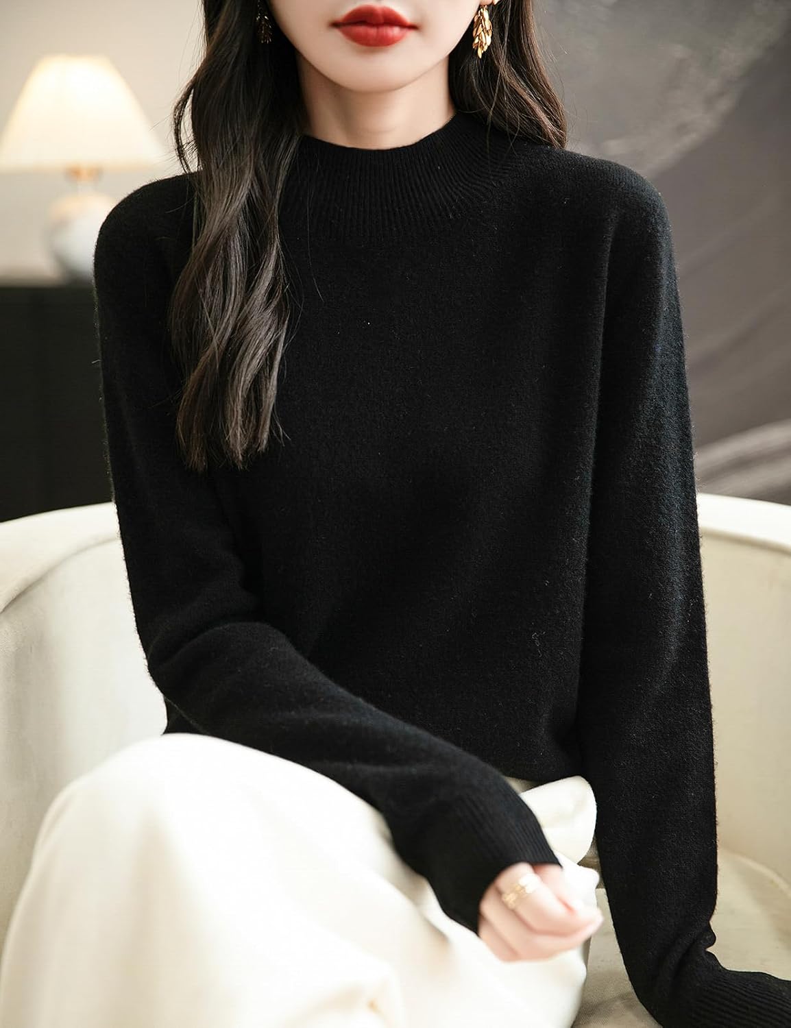 Chanyarn Women's 100% Merino Wool Seamless Sweater Mock Neck First-Line Ready to Wear Long Sleeve Knitted Pullover Tops - Image 2