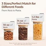 ComSaf Airtight Glass Storage Canister with Bamboo Lid (650ML/1.1L/1.5L) Set of 6, Clear Food Storage Container Kitchen Pantry Storage Jar for Flour Cereal Sugar Tea Coffee Beans Snacks, Square