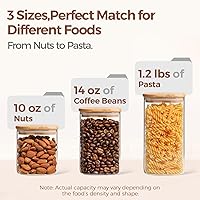 Vista 3 de ComSaf Recipiente hermético de almacenamiento de vidrio con tapas (0.7 cuartos de galón, 1.2 cuartos de galón/1.6 cuartos de galón), juego de 6