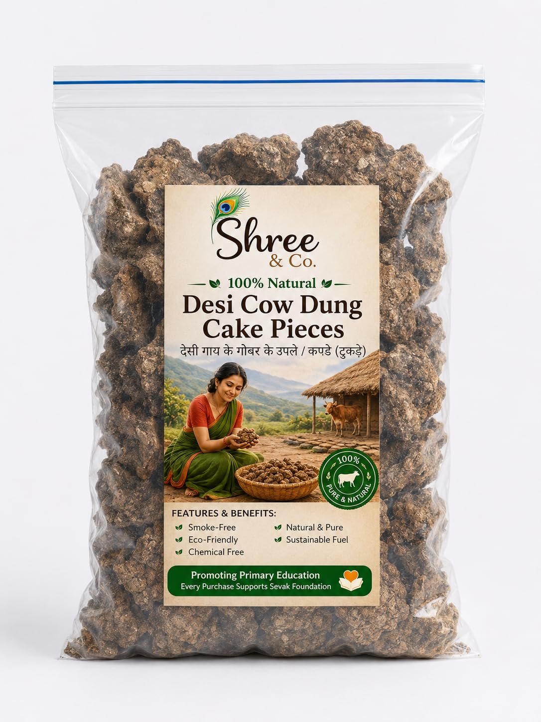 Cow Dung Pieces (250g) 100% Natural | Ready-to-Use Hand-Broken Gobar Chunks for Pooja, Hawan & Dhuni | Natural Sun-Dried Organic Upale | Chemical-Free & Eco-Friendly-image-20