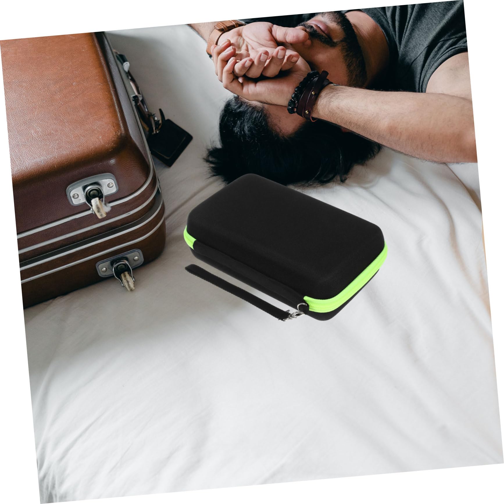FRCOLOR 2pezzi Custodia Protettiva Per Rasoio Da Viaggio Scatola Di Stoccaggio Resistente Alla Pressione Cerniera Verde Compatibile Con Modelli