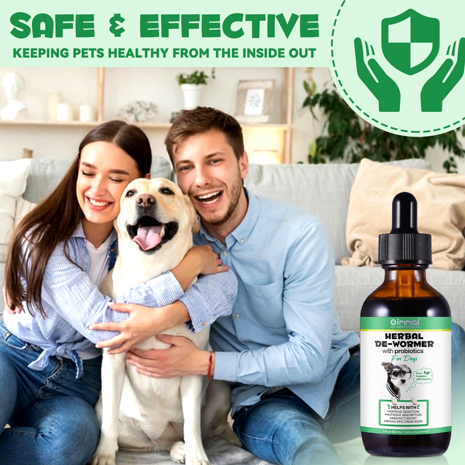 60ml Dog Wormer Liquid, Natural Liquid Wormer for Dogs, Intestinal Tract Support Formula,Gentle & Effective Wormer for Dogs, for All Breeds and Size Dogs - Image 2