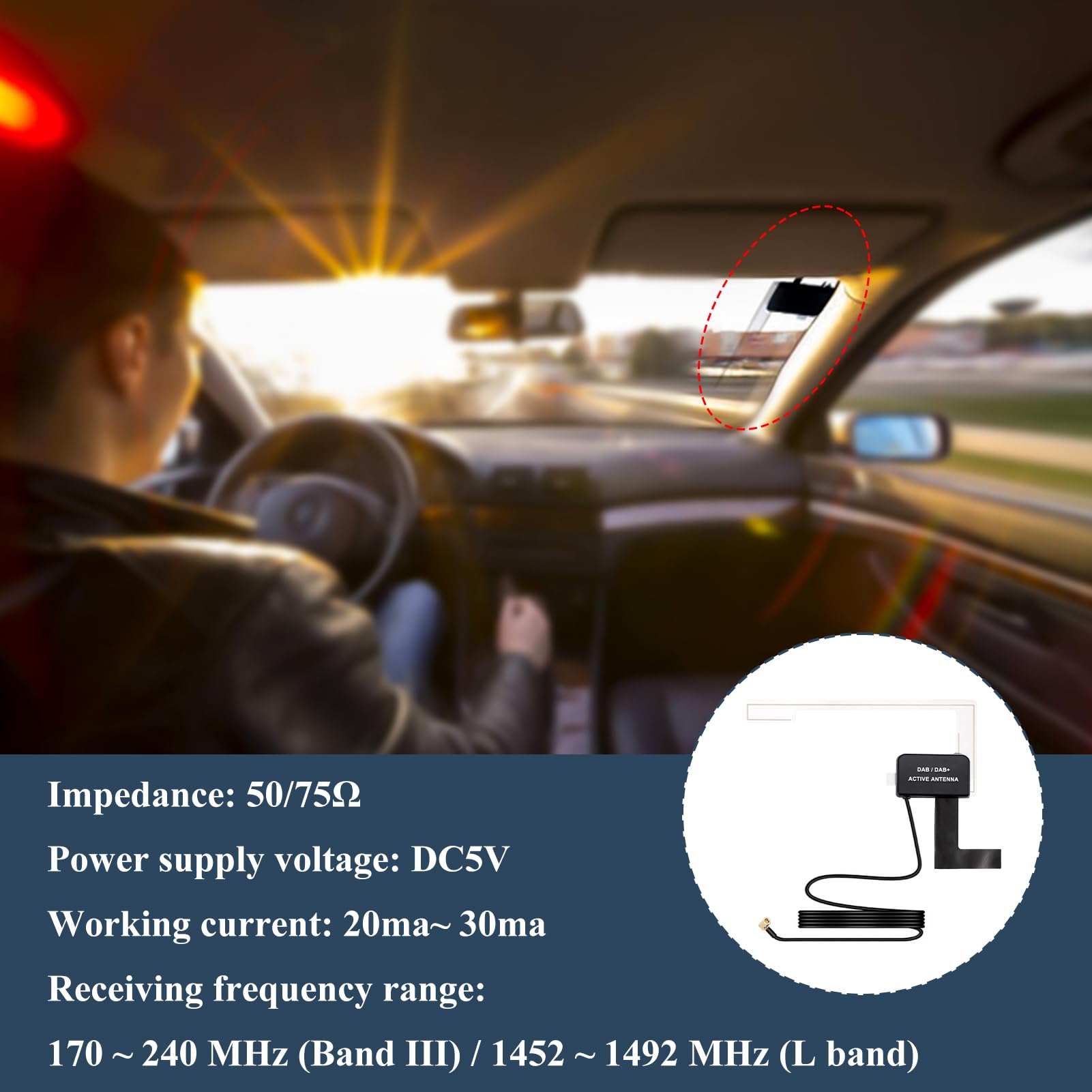 Antenna Pioneer Kenwood Compatibile DAB Antenna Autoradio, Adattatore DAB SMB Con Cavo Da 3 Metri, Antenna Per Auto Con Amplificatore, Radio Digitale Per Pioneer, Per Kenwood, Per JVC, Per Alpine, Per AiliTech