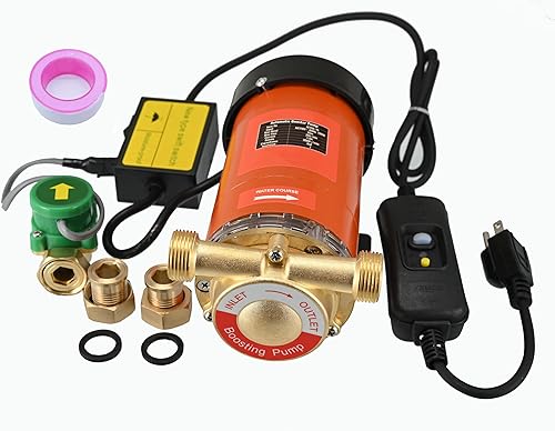 Miniatura 7 de Bomba automática de presión de agua de 110 V para el hogar, bomba de ducha de presión de agua 396 GPH con interruptor de flujo para calentador de