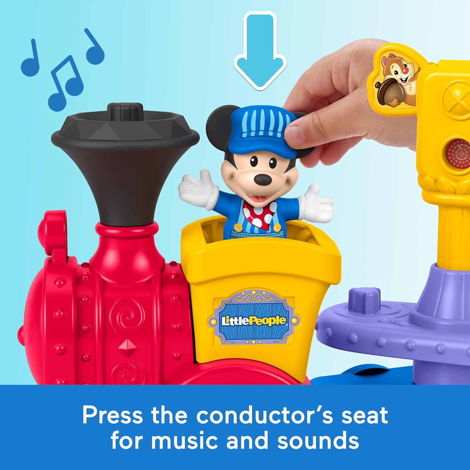 Fisher-Price Little People Toddler Toy Disney Jr Mickey & Minnie Musical Train with 2 Figures for Pretend Play Kids Ages 18+ Months - Image 3