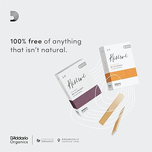 Miniatura 7 de D'Addario Cañas para clarinete orgánico Classic Bb  Cañas para clarinete  La primera y única caña orgánica  3.5+ fuerza, paquete de 10