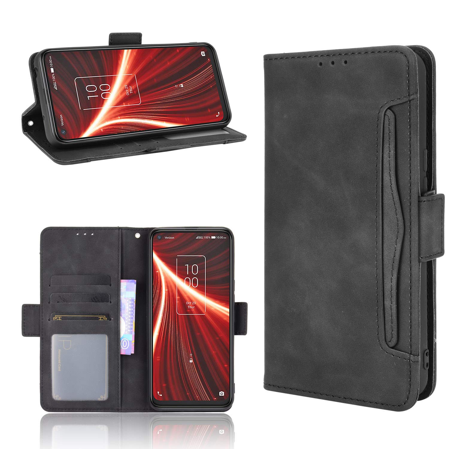 Case for TCL 10 5G Leather Case,Case for TCL 10 5G UW T790S Case Cover,Case for Case for TCL 10 5G T790Y T790H Case Flip Pu Leather Cover Black